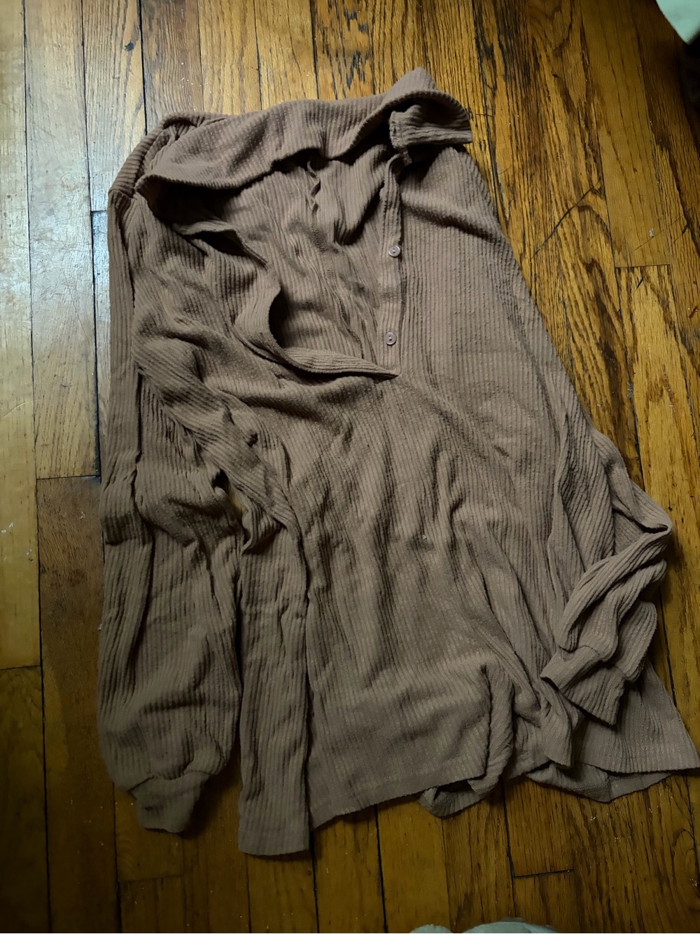 Ribbed Long-Sleeve Playsuit in Taupe
